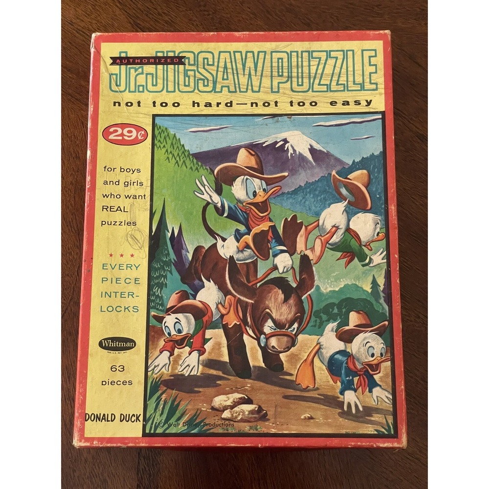 Whitman Jr Jigsaw Puzzle Donald Duck 63‎ Pieces Vintage 1960s 11.5" X 15"